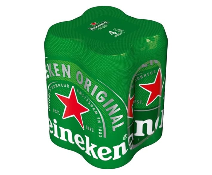 Heineken Бира, 5.0%, 0.5 L, в кен, 4 броя