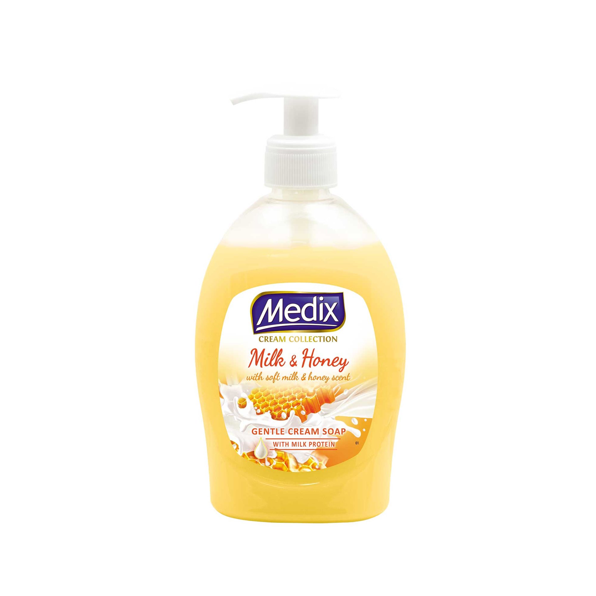 Medix Течен сапун Cream Milk & Honey, с помпа, 400 ml, оранжев