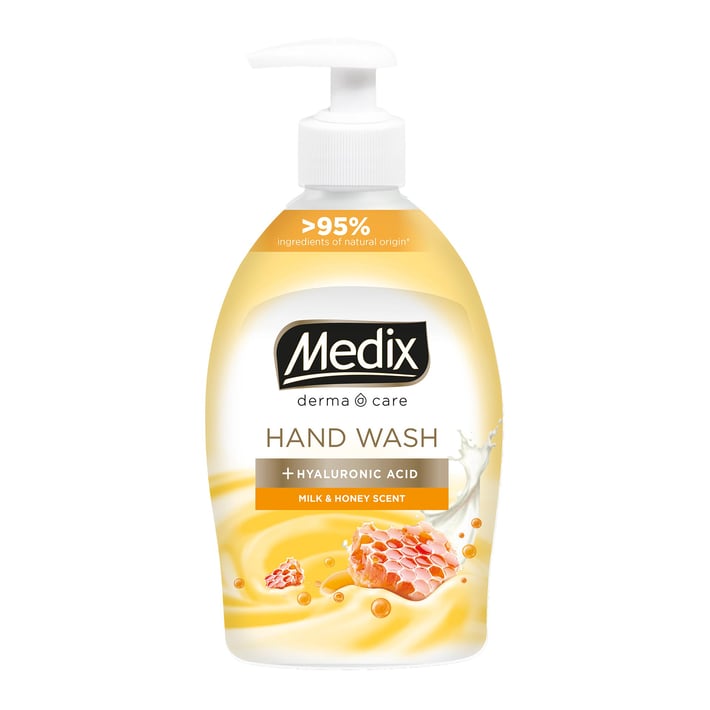 Medix Течен сапун Cream Milk & Honey, с помпа, 400 ml, оранжев