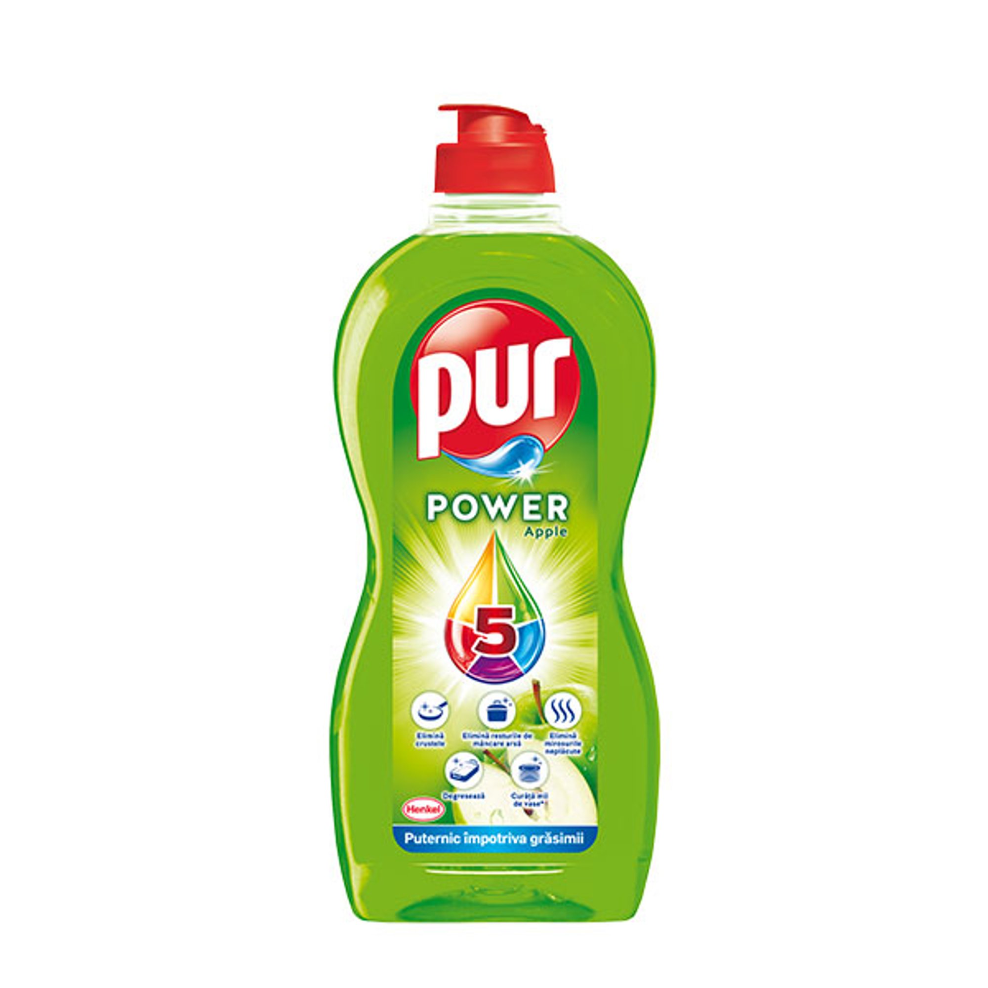 Pur Препарат за миене на съдове Duo Power, ябълка, 450 ml