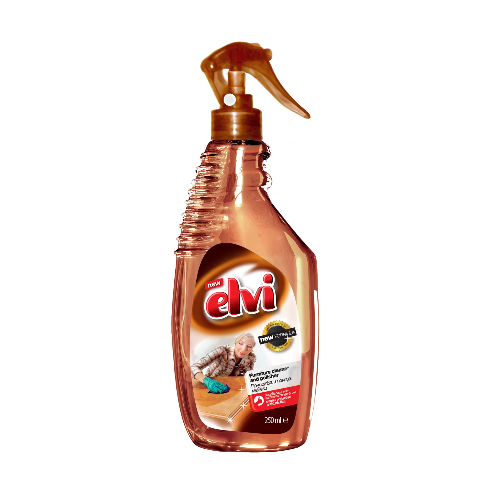 Elvi Препарат за почистване на мебели и дърво, спрей, 250 ml