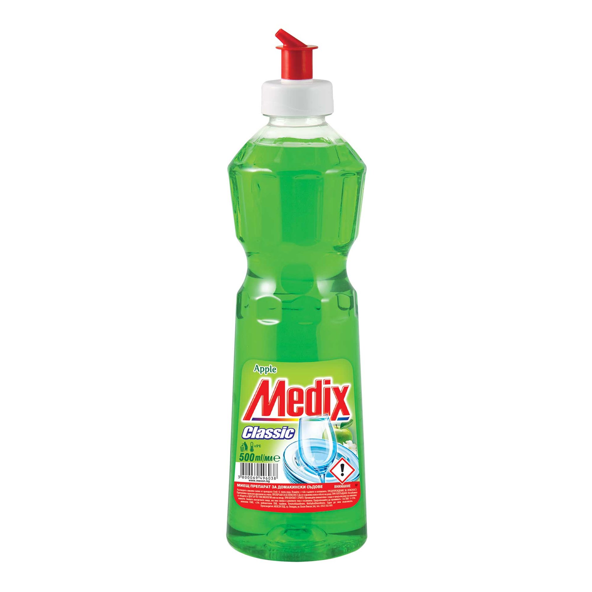 Medix Препарат за миене на съдове Classic, ябълка, 500 ml, зелен