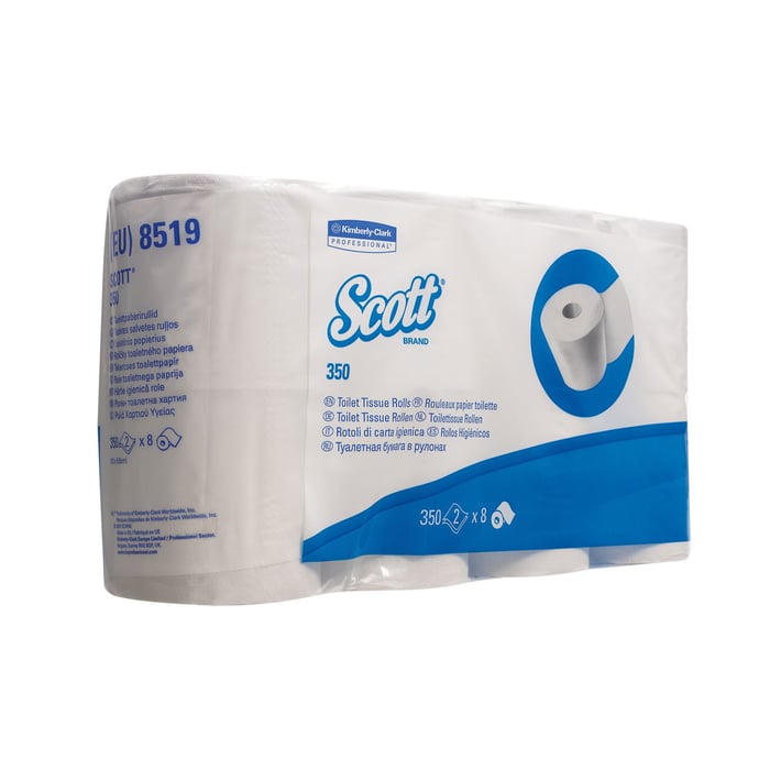 Kimberly-Clark Тоалетна хартия Scott Essential 8519, 12 х 9.3 cm, 350 къса, 8 броя