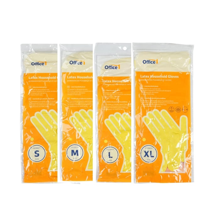 Office 1 Ръкавици, домакински, латексови, размер M