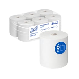 Kimberly-Clark Кърпи за ръце Scott Control 6622, на ролка, 300 m, бели, 6 броя