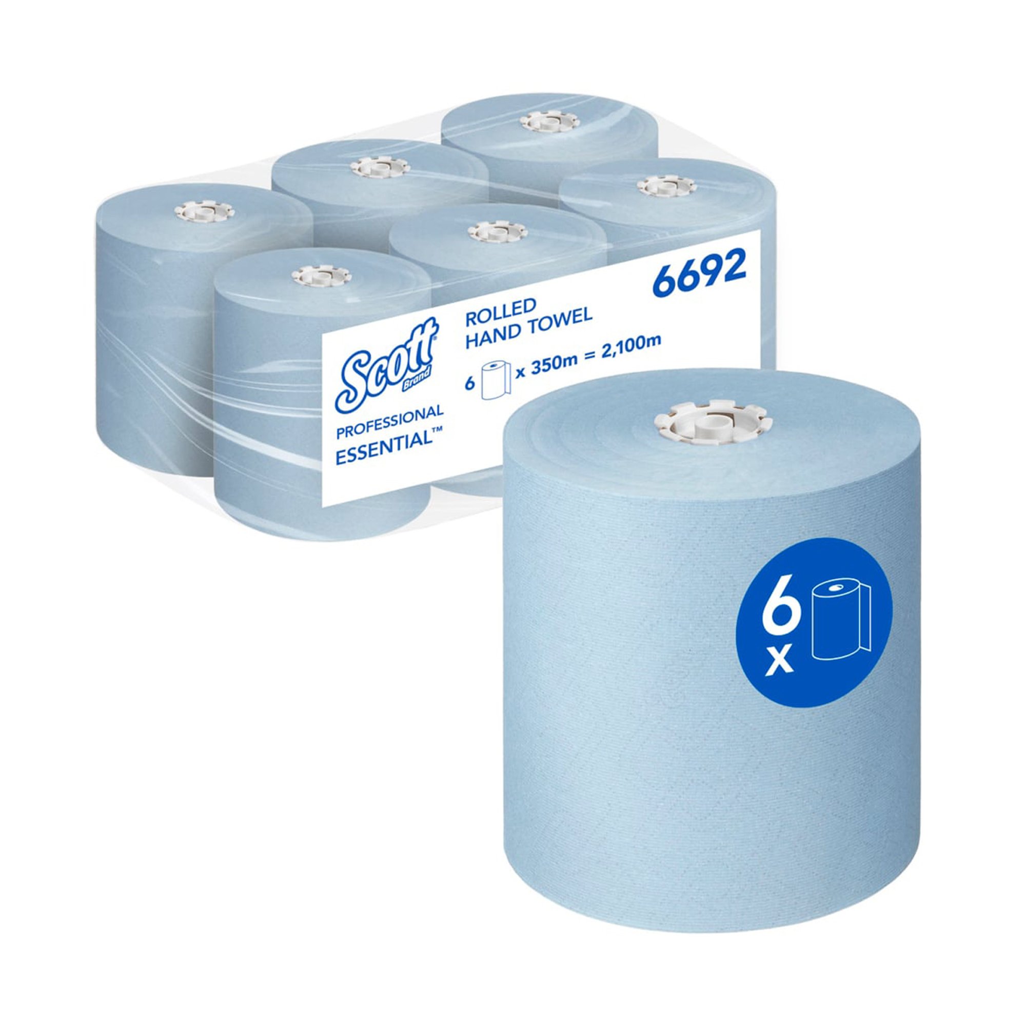 Kimberly-Clark Кърпи за ръце Scott Essential 6692, на ролка, 350 m, сини, 6 броя