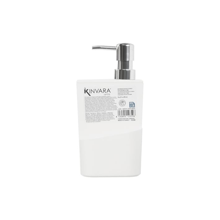 Диспенсър Kinvara, с поставка за гъба, 650 ml, бял