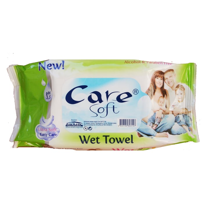 Care Soft Мокри кърпи, 3 цвята, 72 броя