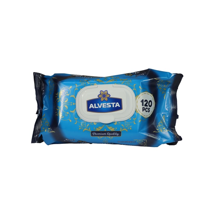 Alvesta Мокри кърпи Jumbo, с капак, 120 броя