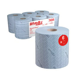 Kimberly-Clark Кърпи за почистване WypAll L10 7494 Centrefeed, на ролка, 38 х 18.3 cm, 630 къса, сини, 6 броя