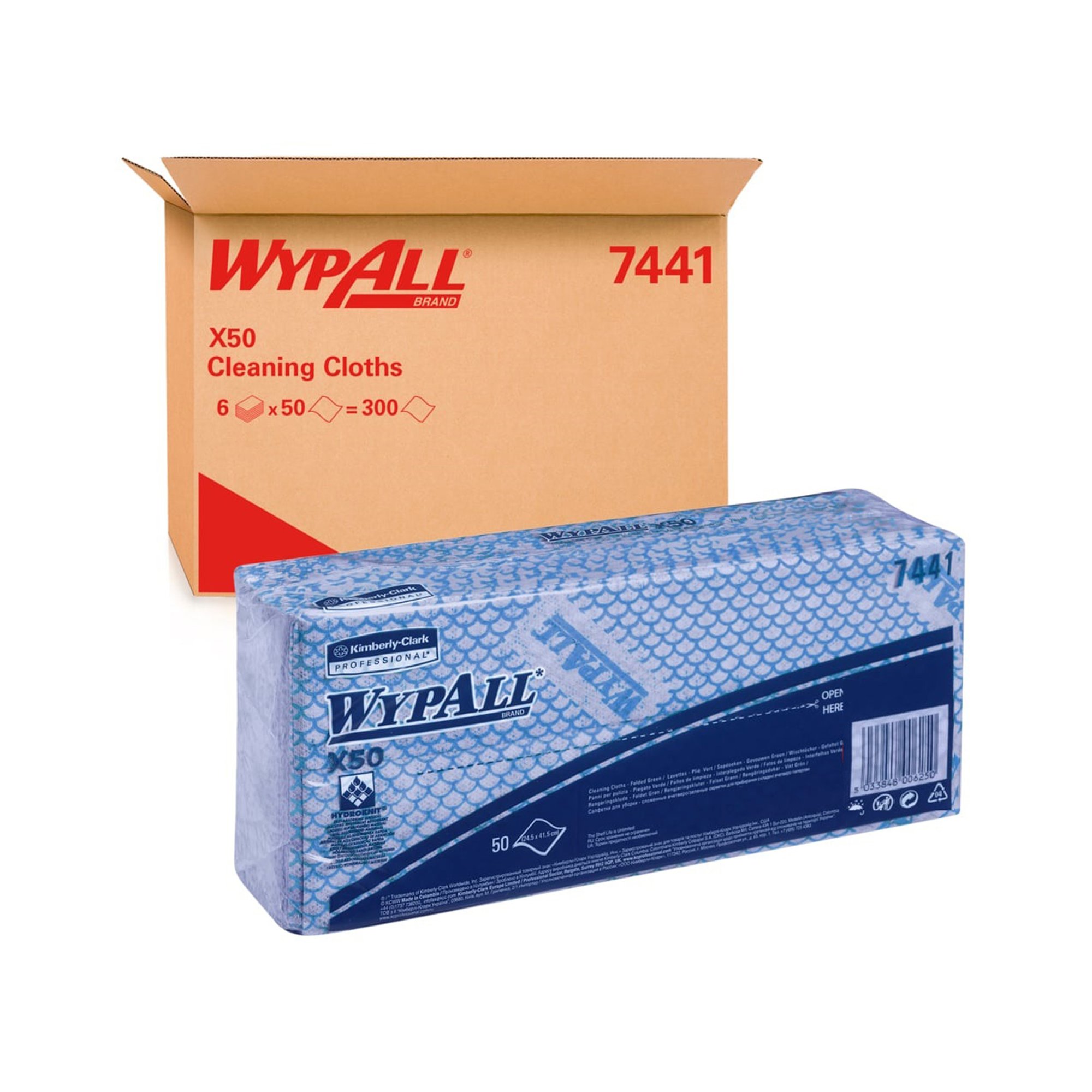 Kimberly-Clark Кърпа WypAll X50 7441, 41.8 х 24.7 cm, синя, 50 броя