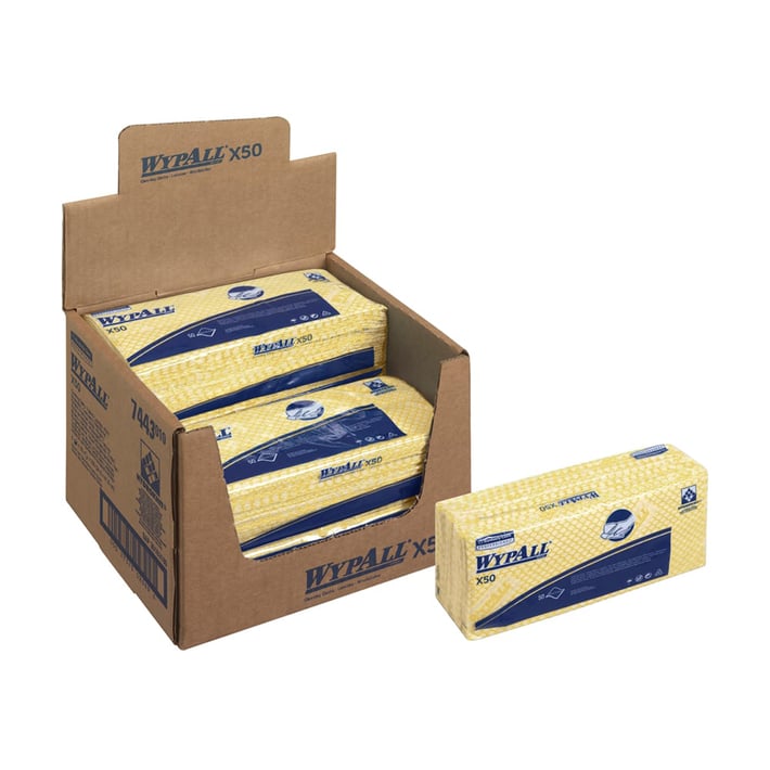 Kimberly-Clark Кърпа WypAll X50 7443, 41.8 х 24.7 cm, жълта, 50 броя