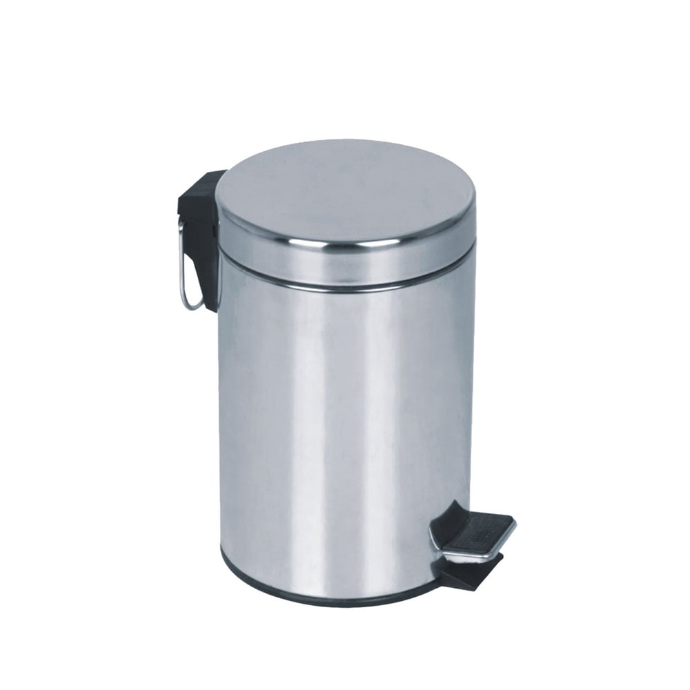 Кош за отпадъци, с педал, метален, 20.5 х 20.5 х 27.5 cm, 5 L, инокс