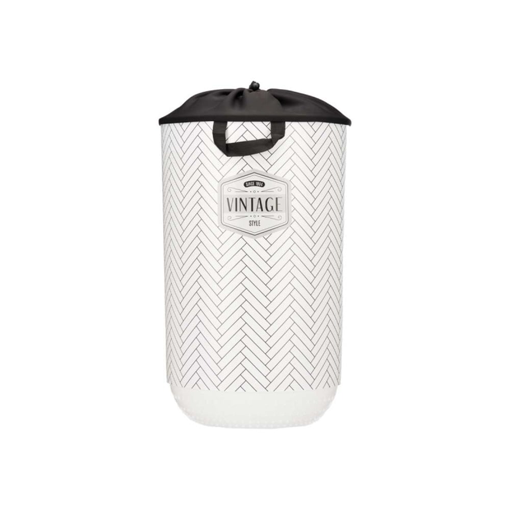 Кош за пране Kipit, пластмасов, с капак, 40 L, бял