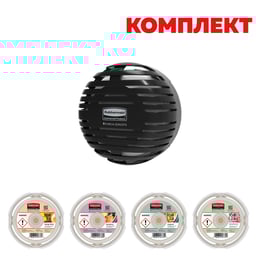 Rubbermaid Диспенсър за ароматизатор TCell 2.0, черен, с включени 4 пълнителя Mango Blast