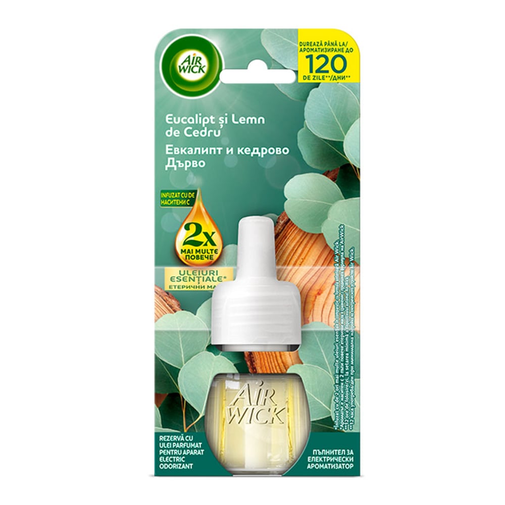 Пълнител за ароматизатор Air Wick Extra Oils, кедър и евкалипт, 19 ml