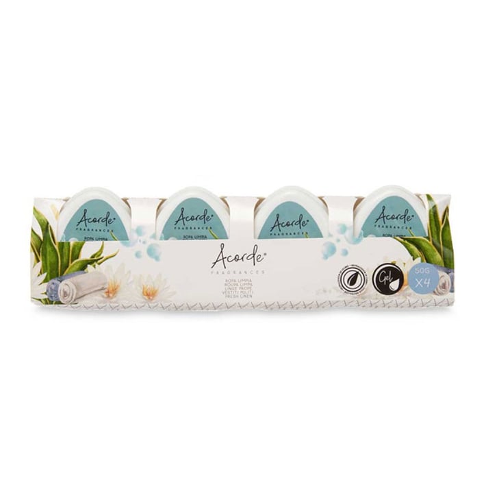 Ароматизатор Acorde, гел, мини, Clean Linen, 50 g, 4 броя