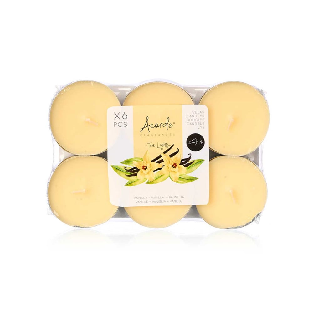 Чаени свещи Acorde, Vanilla, 9 часа, 6 броя