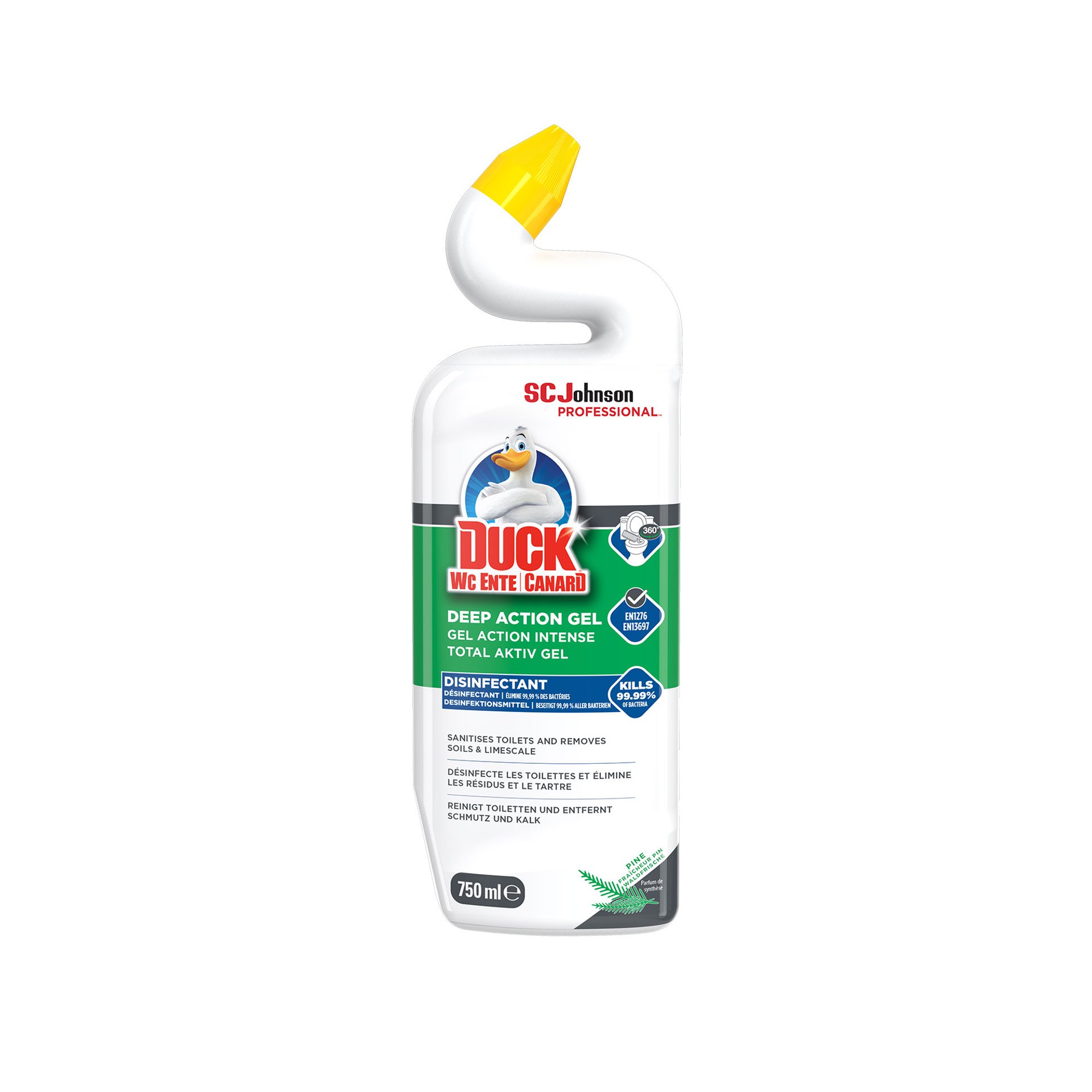 Duck Препарат за почистване на тоалетна Total Aktiv Gel Pine, 750 ml