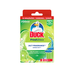 Duck Ароматизатор за тоалетна Fresh Discs, гел, пълнител, лайм, 36 ml, 2 броя