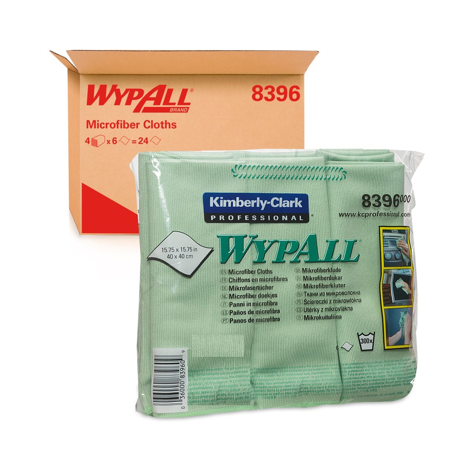 Kimberly-Clark Микрофибърна кърпа WypAll 8396, 40 х 40 cm, зелена, 6 броя