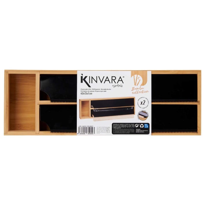 Диспенсър за домакинско фолио Kinvara, двоен, бамбук