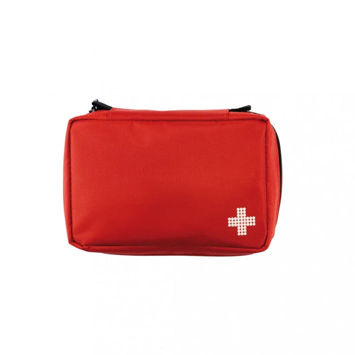 Аптечка за първа помощ, с 24 консуматива, в калъф, червена