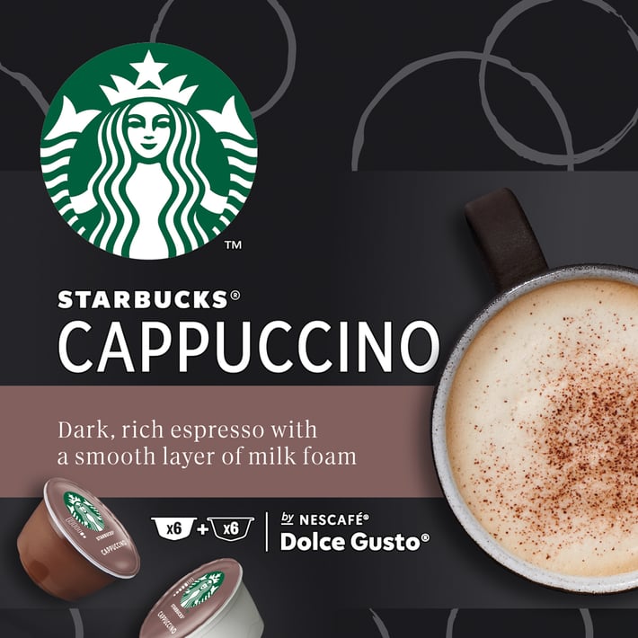 Nescafé Dolce Gusto Кафе капсула Starbucks, Cappuccino, 12 броя