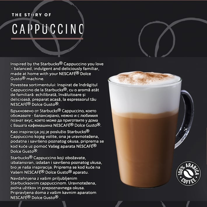 Nescafé Dolce Gusto Кафе капсула Starbucks, Cappuccino, 12 броя