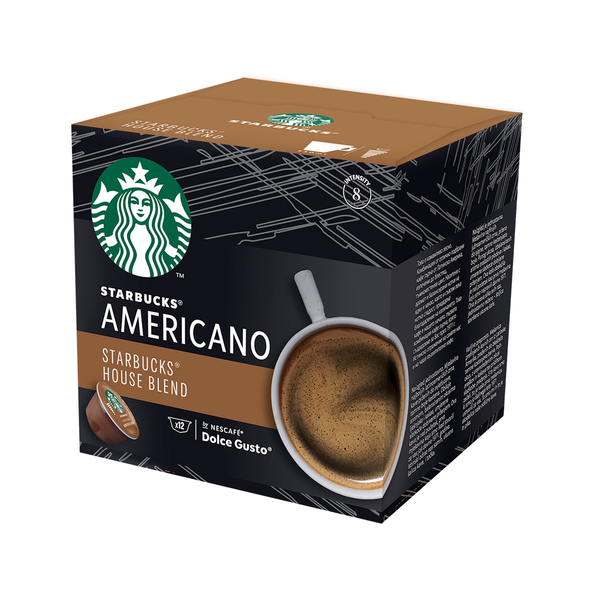 Nescafé Dolce Gusto Кафе капсула Starbucks, Americano House Blend, 12 броя