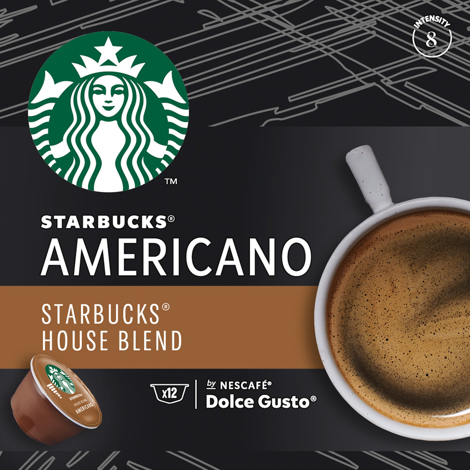 Nescafé Dolce Gusto Кафе капсула Starbucks, Americano House Blend, 12 броя