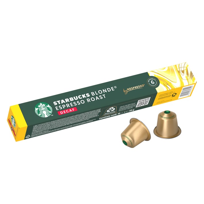 Starbucks Кафе капсула Blonde Espresso Roast Decaffeinato, безкофеиново, 10 броя
