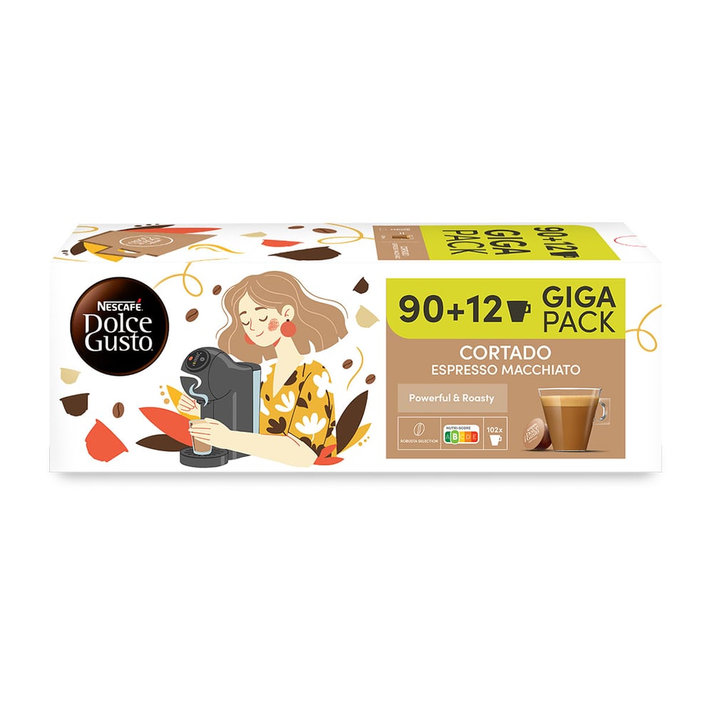 Nescafe Dolce Gusto Кафе капсула Cortado Espresso Macchiato, Giga pack, 102 броя