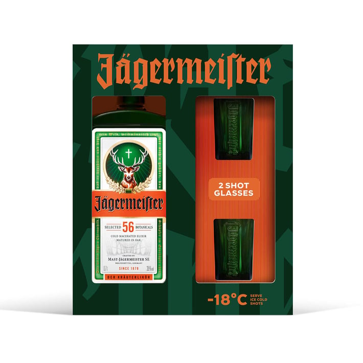 Jagermeister Ликьор, 0.7 l, в комплект с 2 шот чаши