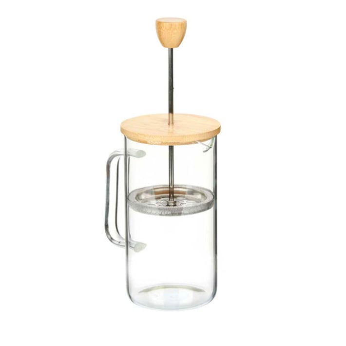 Кана с преса Vivalto, боросиликатно стъкло, с бамбуков капак, 600 ml