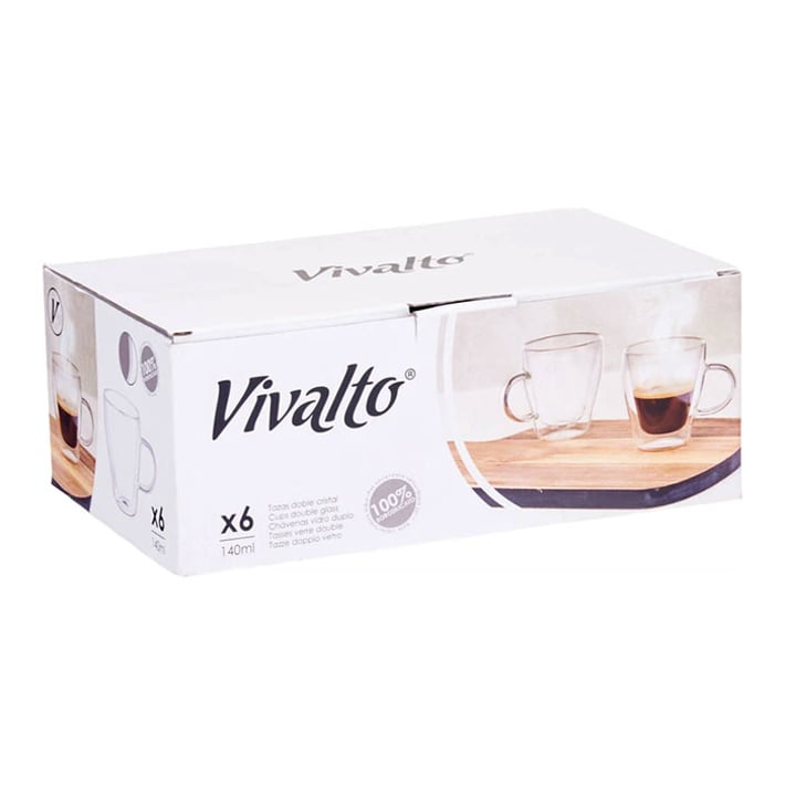 Чаша за кафе Vivalto, боросиликатно стъкло, 140 ml, 6 броя