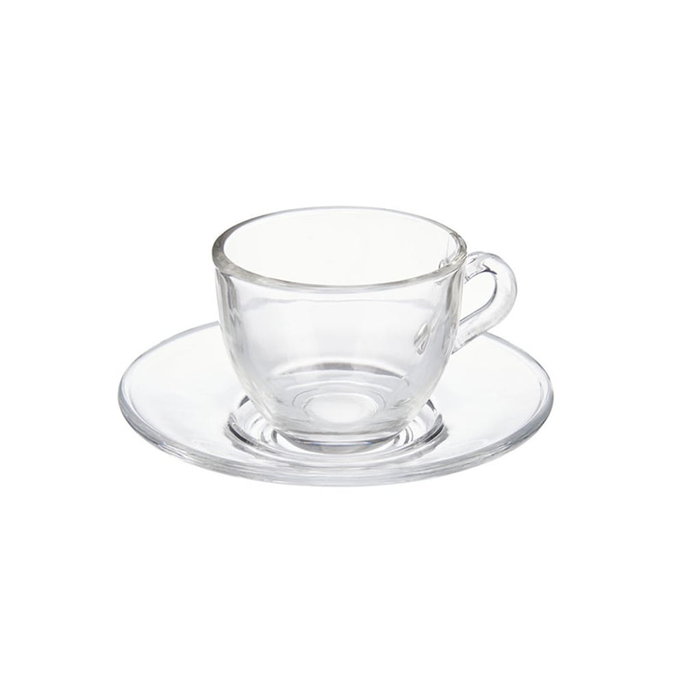 Чаша за кафе Vivalto, с чинийка, стъклена, 85 ml, 6 броя