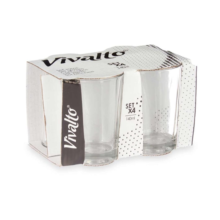 Чаша за кафе Vivalto, ниска, стъклена, 140 ml, 4 броя