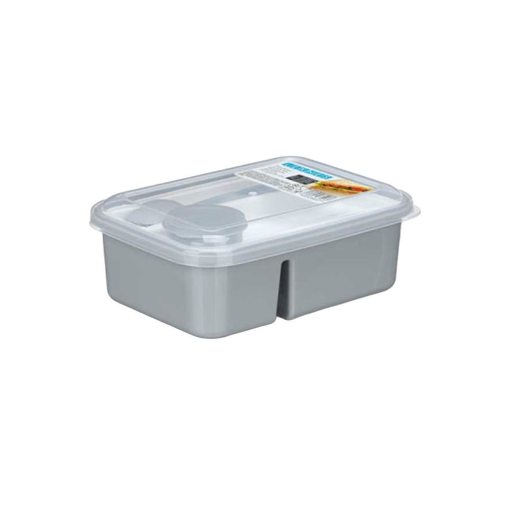 Кутия за обяд Kinvara, с прибори и разделител, 1800 ml, сива