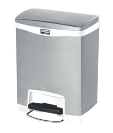 Rubbermaid Кош Slim Jim Front, метален, 30 L, бял