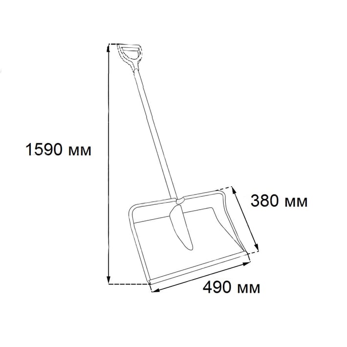 Лопата за сняг, с алуминиева лайстна и дръжка, 49 cm