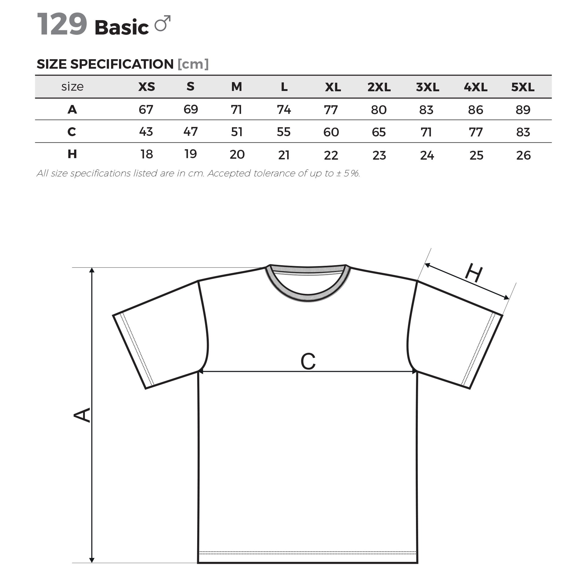 Malfini Мъжка тениска Basic 129, размер L, бяла