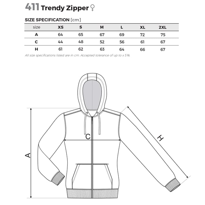 Malfini Дамски суитшърт Zipper 411, поларен, размер S, черен