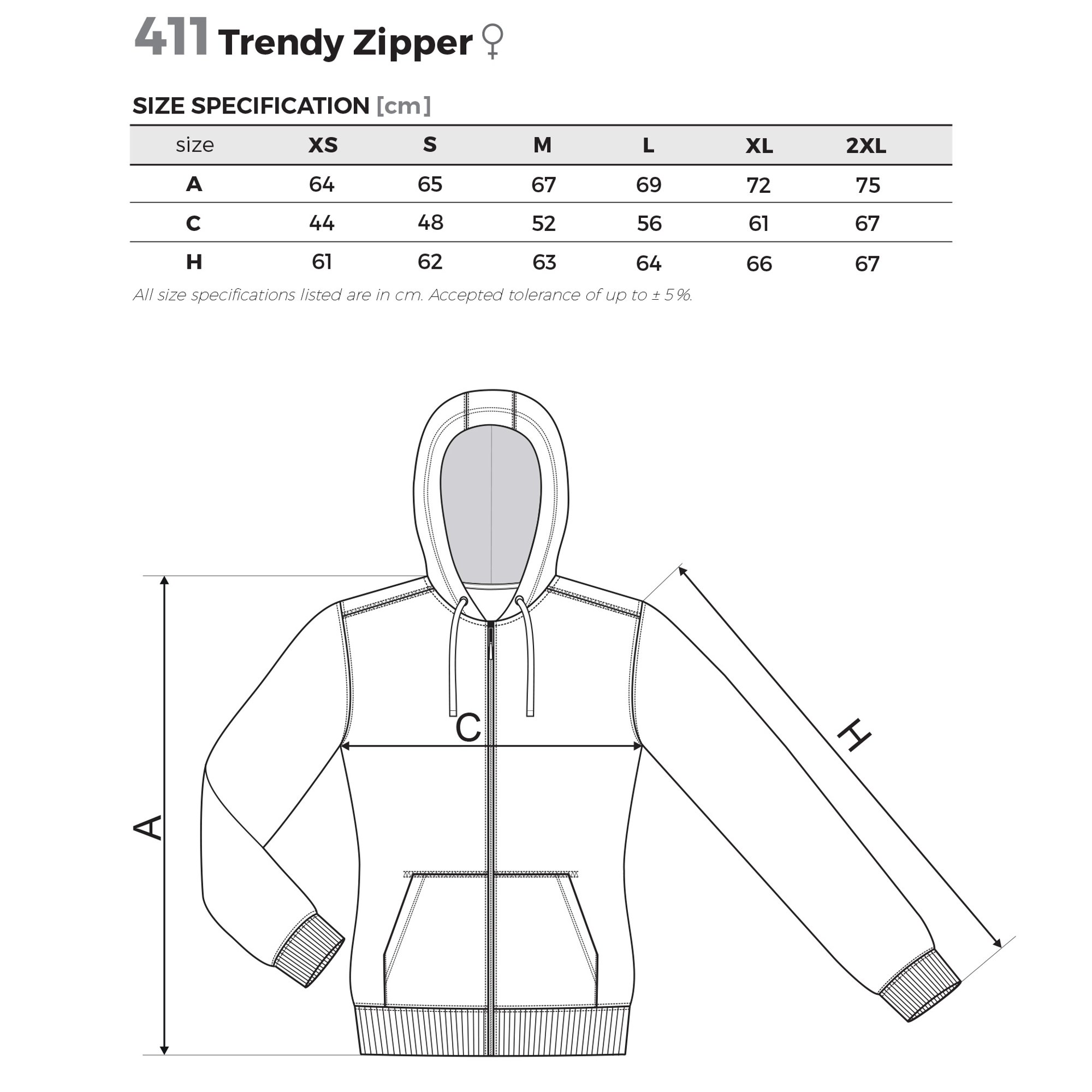 Malfini Дамски суитшърт Zipper 411, поларен, размер XXL, черен