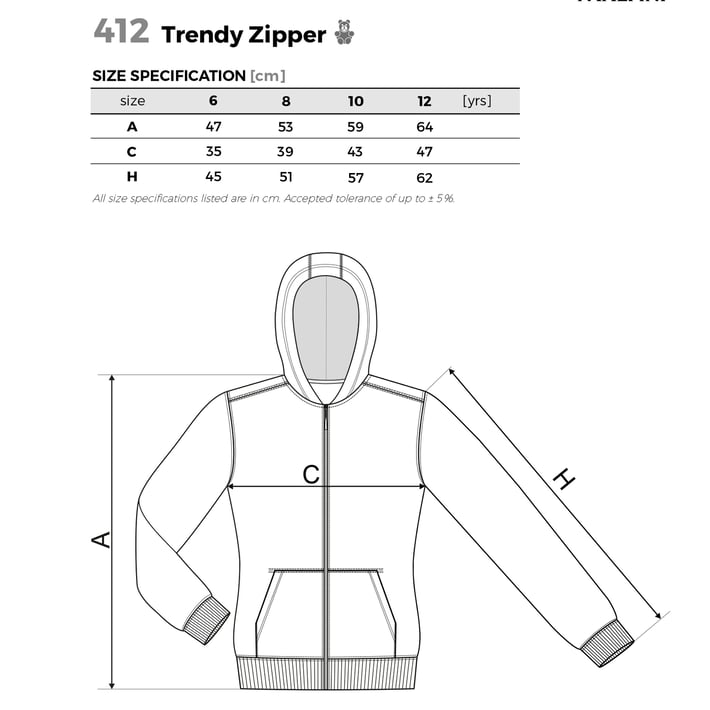 Malfini Детски суитшърт Zipper 412, поларен, размер 158 cm, възраст 12 години, син