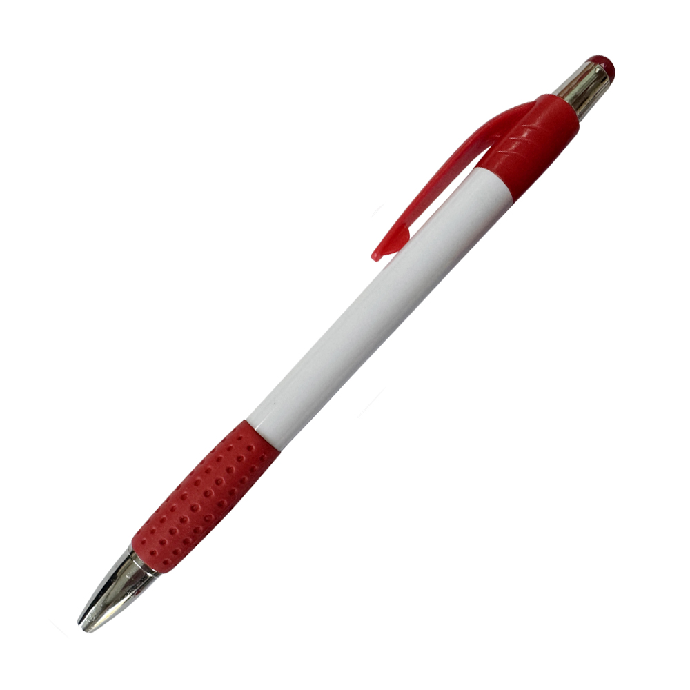 Office 1 Химикалка, пластмасова, бяло с червено, 50 броя