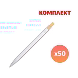 Химикалка Guru, метална, сребриста, с пълноцветен печат, 50 броя