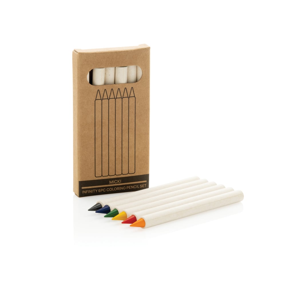 Цветни моливи Micki GSR Infinity, дългопишещи, 6 цвята, в кутия