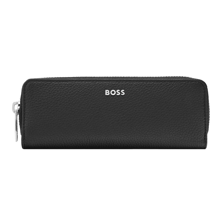 Hugo Boss Калъф Classic Grained, за две пишещи средства, с цип, черен