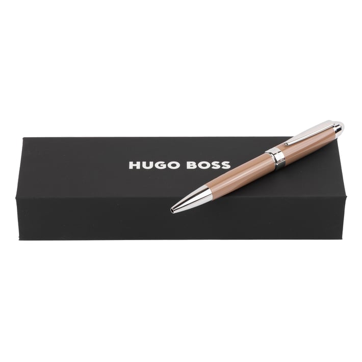Hugo Boss Химикалка Icon, в кутия, хром, карамел